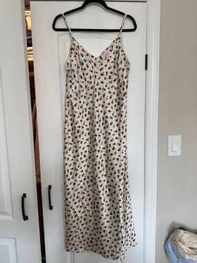 a new day Cream Maxi Slip Dress with Red Rose Print